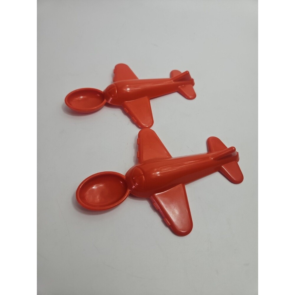 Vintage Airplane/Jet Baby Plastic Spoon Red